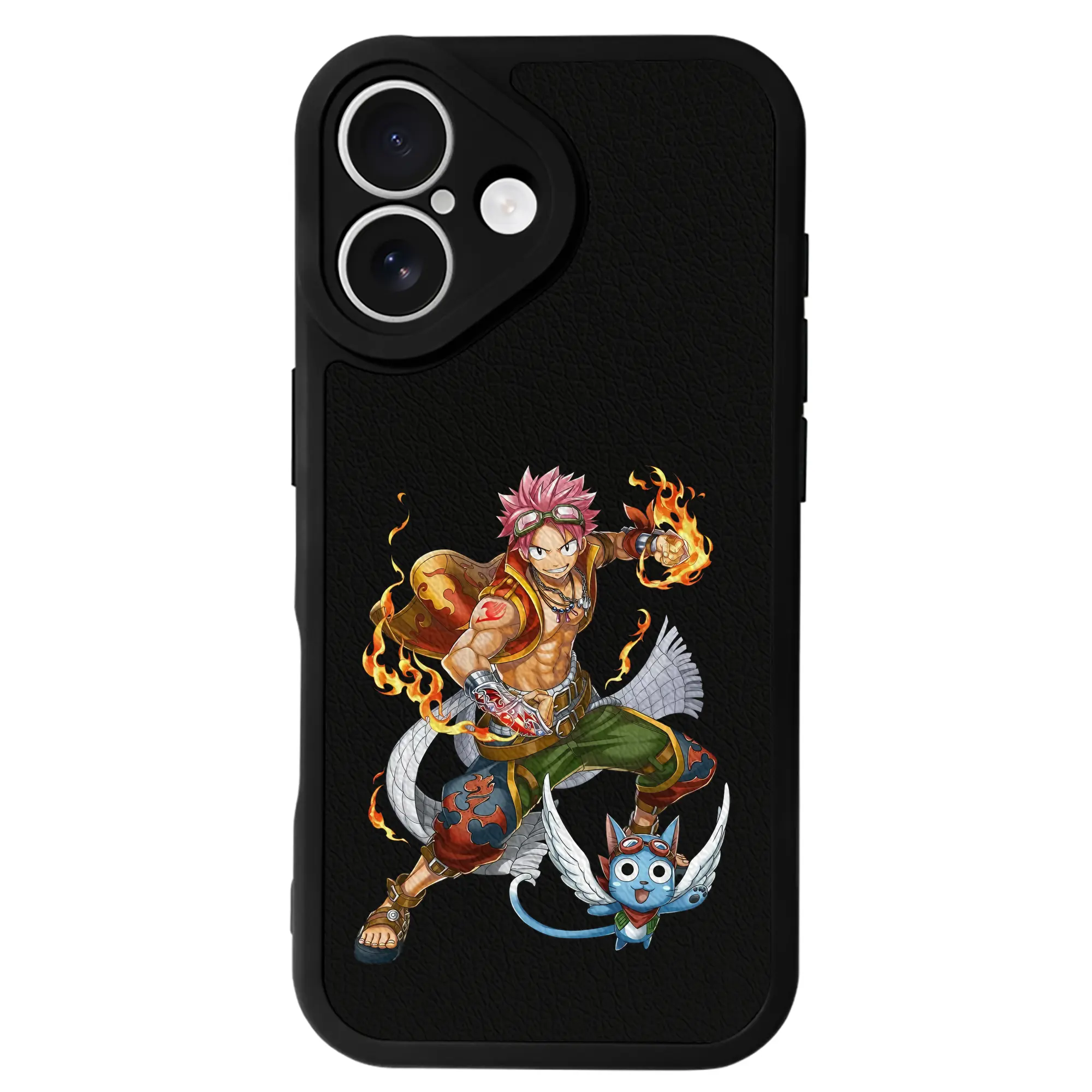 フェアリーテイル グッズ ナツ・ドラグニル - IPhone 16シリーズ対応 ・ シリコンスマホケース ・ レザー調 ・ 高精度フィット ・ 耐衝撃 ・ ワイヤレス充電対応 ・ 精密カット